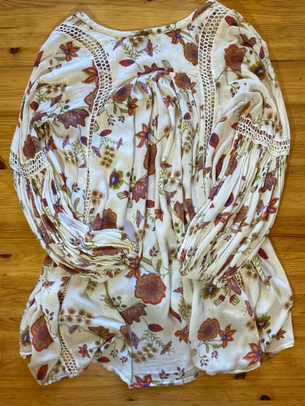 Free People Just the Two of Us Floral Tunic Dress in Cream Soft Coral Size Small